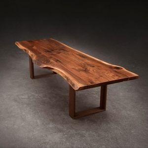 Mesa de Comedor Rectangular de Madera Maciza con Borde Natural, Hecha a Mano, Ecológica, Estable, con Patas de Metal, Diseño Moderno, Multiusos, para Hogar, Oficina, Villa - Product Image 5