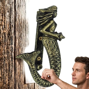Mermaid <b>Door</b> Knocker Zinc Alloy Coastal Design Durable Exterior Use with Screws - Product Image 5