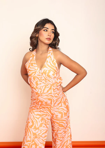 Combinaison imprimée avec fermeture au dos pour femme, taille haute, coupe ajustée, pantalon large, tendance, pour l'été, les soirées, les occasions décontractées et le quotidien - Product Image 4