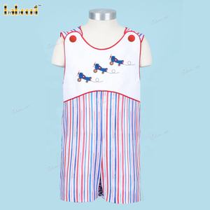 Conjunto de Pantalones Cortos de Otoño para Niño con Estampado de Avión, Personalizado OEM ODM, Hecho a Mano, de Algodón Tejido, con Botones a Presión, Blanco, Fabricante Mayorista BC1286 - Product Image 2