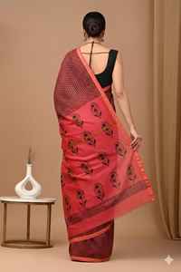 Sari en soie Chanderi de luxe, tissage fin, qualité export - Product Image 3