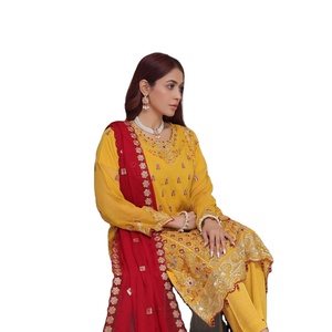 ชุดเดรสชีฟอง3ชิ้นสำหรับเด็กผู้หญิงชุดกระโปรงสไตล์อินเดียสำหรับงานปาร์ตี้ - Product Image 1