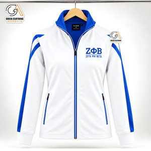 Veste de survêtement matelassée pour femmes Zeta Phi Beta Sorority Fraternity, blanche et bleue, manches longues, fermeture éclair sur le devant, coupe-vent, col montant - Product Image 4