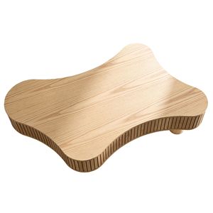 42.52-Inch Modern Wooden Handcraft Drum Design <b>Small</b> Sturdy Irregular Shaped Coffee <b>Table</b> for Living Room - Product Image 3