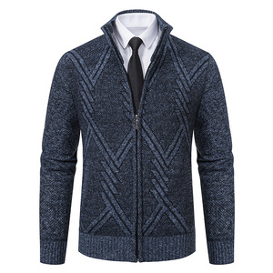 2025 Fashion New Designer Custom <b>Men's</b> Winter Casual Front Logo Thick Anti-Pilling Knitting <b>Cardigan</b> Sweater 100% Polyester - Product Image 5
