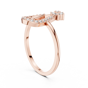 Bague halo en or rose en forme de goutte d'eau avec grappe florale de diamants de laboratoire |   Bague de fiançailles élégante en forme de poire pour femme - Product Image 2