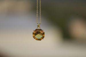 Pendentif Citrine Pierre de Naissance de Novembre en Argent Sterling 925 Plaqué Or 14K, Bijou Délicat en Pierre Précieuse Dorée, Idéal Cadeau - Product Image 2