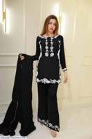 Ensemble Salwar Kameez en Soie Brodé Ethnique pour Femme HS, Coupe Ajustée, Motif Floral, Kurta Extensible, Pantalon et Dupatta, Tenue Quotidienne Modeste