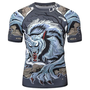 Manches courtes personnalisées sublimées pour MMA, respirantes, protection UV, en nylon et élasthanne, rashguard long uni pour la gym - Product Image 1