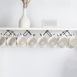 Minimalist Metal Cup <b>Rack</b> Hook Type Storage Holder For Kitchen Tableware Single Tier Durable Design - Product Image 5
