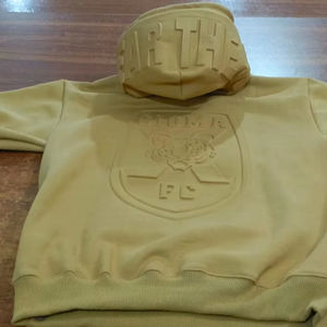 Sudadera con capucha unisex extragrande de 500 g/m² con logotipo personalizado en la capucha y la espalda, con relieve 3D, de color sólido, para invierno, para hombre. - Product Image 1