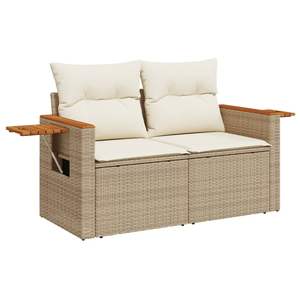 Set Divano da Giardino in Rattan PE Beige con Braccioli Regolabili Grandi - Product Image 4