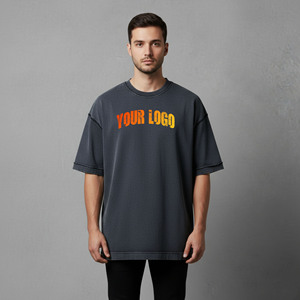 T-shirts amples unis très tendance en coton lourd 180 g/m², jersey lavé 100 % coton, écologiques, respirants, style hip-hop, personnalisables pour hommes - Product Image 5