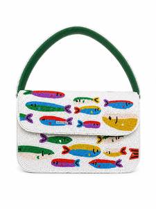 Pochette à rabat perlée motif poisson, sac à bandoulière brodé fait main, sac de soirée élégant - Product Image 1
