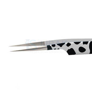 Pince à épiler professionnelle pour extensions de cils, motif vache, en acier inoxydable, pointe de précision, pour usage en salon - Product Image 3