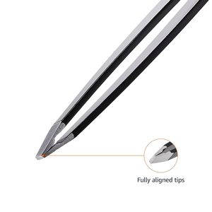 Ensemble de pinces à sourcils courbées en acier inoxydable sans soudure, étui en PU, pointes inclinées et pointues, pinces de précision durables pour une épilation classique - Product Image 2