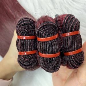 Tissage de cheveux de haute qualité, couleur vin, même cuticule, os aligné, mèches de cheveux lisses, prix de gros - Product Image 1