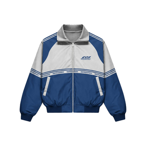 Design Your Own Custom Men's Sporty Satin Tracksuit Set Color Blocking Windbreaker Jacket Shorts Breathable Polyester Spring - Product Image 2