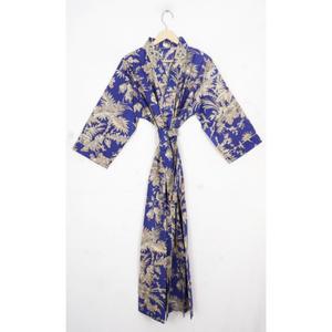 Kimono en coton indien à motifs imprimés pour femmes, robe de chambre, tenue de resort, vêtement de nuit, robe de printemps pour femmes - Product Image 2