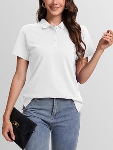 Chemise de golf décontractée pour femme en coton doux tricoté à manches courtes, col classique, performance athlétique, séchage rapide, écologique, OEM ODM - Product Image 6