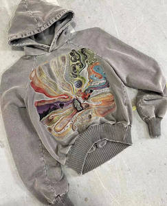 Sweat à capuche oversize de luxe avec strass, style urbain décontracté, vêtement de mode en cristal lourd - Product Image 1
