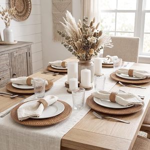 Assiette de présentation en rotin tressée à la main, dessous de plat rond en osier naturel, décoration de table rustique bohème pour mariage, hôtel, restaurant - Product Image 6