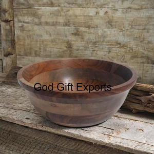 ชามไม้วอลนัทเคลือบ12 "ทำมือสำหรับตกแต่งบ้านในฟาร์มชามไม้ธรรมชาติสำหรับสลัดผลไม้ - Product Image 2