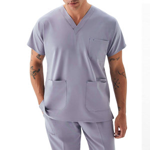 Conjunto de uniforme médico para hombre, color gris claro, cuello en V, pantalones, uniforme de enfermería a la moda, trajes médicos para hombre - Product Image 4