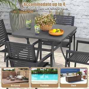 Tavolo da pranzo da esterno da 32 pollici con 4 gambe curve, tavolo da patio quadrato in metallo - Product Image 6