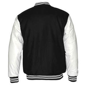 Black and <b>White</b> Varsity <b>Jacket</b> Stand Collar Lettermen Street Wear Casual Clothes Customized Apparels Manufacturer From Pakistan - Product Image 4