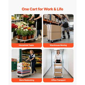Carrello Pieghevole con Capacità di Carico di 150 kg, Piattaforma di Movimentazione in PP con Ruote Girevoli, Carrello a Mano Pieghevole con Pianale Piatto 400 kg - Product Image 6