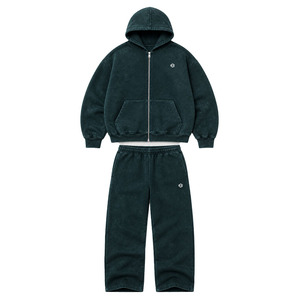 Ensembles de sweats à capuche zippés en molleton de coton épais, style vintage High Street, délavés à l'acide, pour hommes, vente en gros, streetwear oversize personnalisé - Product Image 3