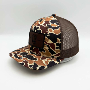 6 Panel Vintage Camouflage Gorras Baseball <b>Caps</b> Leather Patch Logo Custom Richardson 112 Trucker <b>Hats</b> - Product Image 3