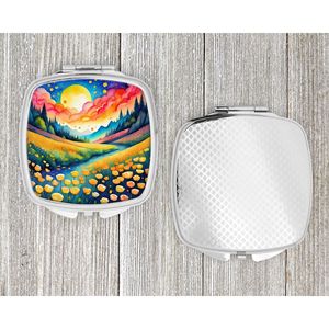 Renoncules colorées miroir de maquillage de voyage Compact cadeau de conception de poche pliant Portable pour les femmes et les filles - Product Image 4