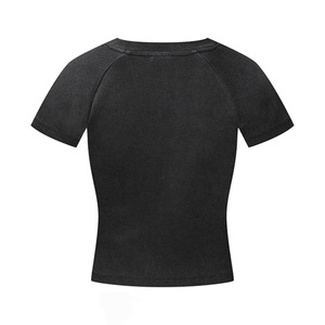Women's Black Crop Top <b>Y2K</b> Style O-Neck Full Sleeve Printed T-<b>Shirt</b> Regular Fit Eco-Friendly Quick Dry Polyester/Cotton Spring - Product Image 5