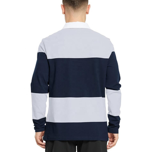 Camiseta de Rugby de Manga Larga para Hombre con Logotipo Personalizado al por Mayor, 100% Algodón con Rayas, Fabricación OEM - Product Image 6