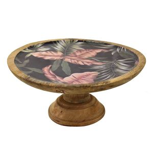 Wooden Eco-Friendly <b>Cake</b> <b>Stand</b> & Platter Round Floral Design Non-Toxic Hand Wash Only Tools 1-Piece <b>Set</b> - Product Image 3