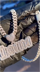 Colgante Personalizado con Número, Incrustado con Piedras de Moissanita, Plata 925, Bañado en Oro Blanco, Color D VVS, Estilo Hip Hop para Hombre - Product Image 4