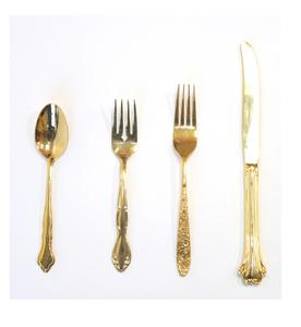 El juego de cubiertos metálicos de diseño con asas grabadas, de los más vendidos, mejora tanto la comodidad como el atractivo visual durante cada comida. - Product Image 1