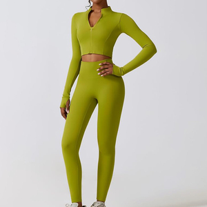 Women's Yoga Set Solid Lace Washed Breathable Quick Dry 2-Piece Gym Wear for Workout Fitness - Product Image 4