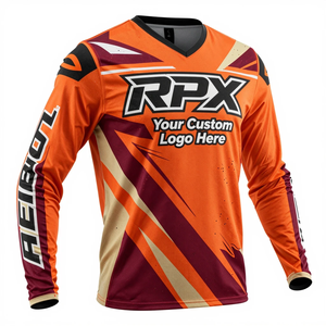 Maillot de motocross RPX à manches longues, orange et bordeaux, impression par sublimation, séchage rapide, vêtements de course, maillot de motocross - Product Image 4