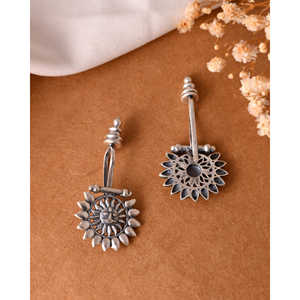 ต่างหูแบบหนีบ Meera Jaipur Surya Silver แฟชั่นอินเดีย สไตล์เก๋ ทันสมัย - Product Image 2