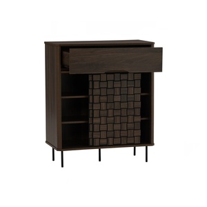 Armoire de rangement minimaliste en noyer avec pieds en métal noir, panneau stratifié, armoire multifonction pour la maison ou le bureau - Product Image 3