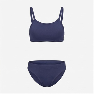 Ensemble de yoga 2 pièces imprimé papillon bleu avec finition dorée, body à col en V profond et jupe portefeuille longueur genou - Product Image 1