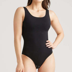 Body de tirantes acanalado sexy con cuello redondo sin mangas para mujer, de elastano/poliéster, de verano, liso, de secado rápido, transpirable y ajustado. - Product Image 1