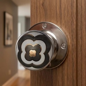 Contemporary Round Zinc Alloy Cabinet <b>Knob</b> with Floral Design Durable Furniture Handle for Home Office Use - Product Image 4