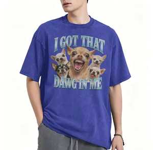 <b>Men's</b> Short Sleeve O-Neck T-Shirt With Chihuahua Dog Print Casual Wear Regular Fit Cotton Jersey Fabric - Product Image 4