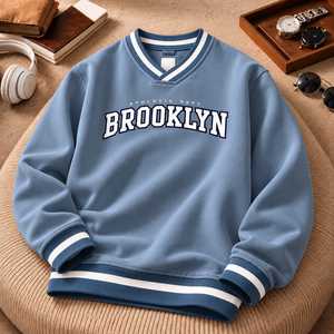 เสื้อสเวตเชิ้ตคอวีทรงหลวมสำหรับผู้ชาย แบรนด์ Brooklyn Athletic Dept ผ้าฝ้ายเฟรนช์เทอร์รี่ สวมใส่สบายๆ สำหรับฤดูใบไม้ร่วง ระบายอากาศได้ดี - Product Image 3