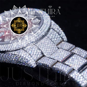 Branded Sport Antique Moissanite Diamond Hip-Hop <b>Red</b> Dial Watch 925 Silver Movement Water Resistant Engagement Party Wedding - Product Image 3