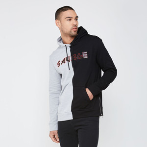 Squale <b>Men's</b> 100% Cotton Eco-Friendly Pocket Front Print Hoodie <b>Grey</b> Black Regular Fit Casual <b>Sweatshirt</b> Winter Streetwear - Product Image 3